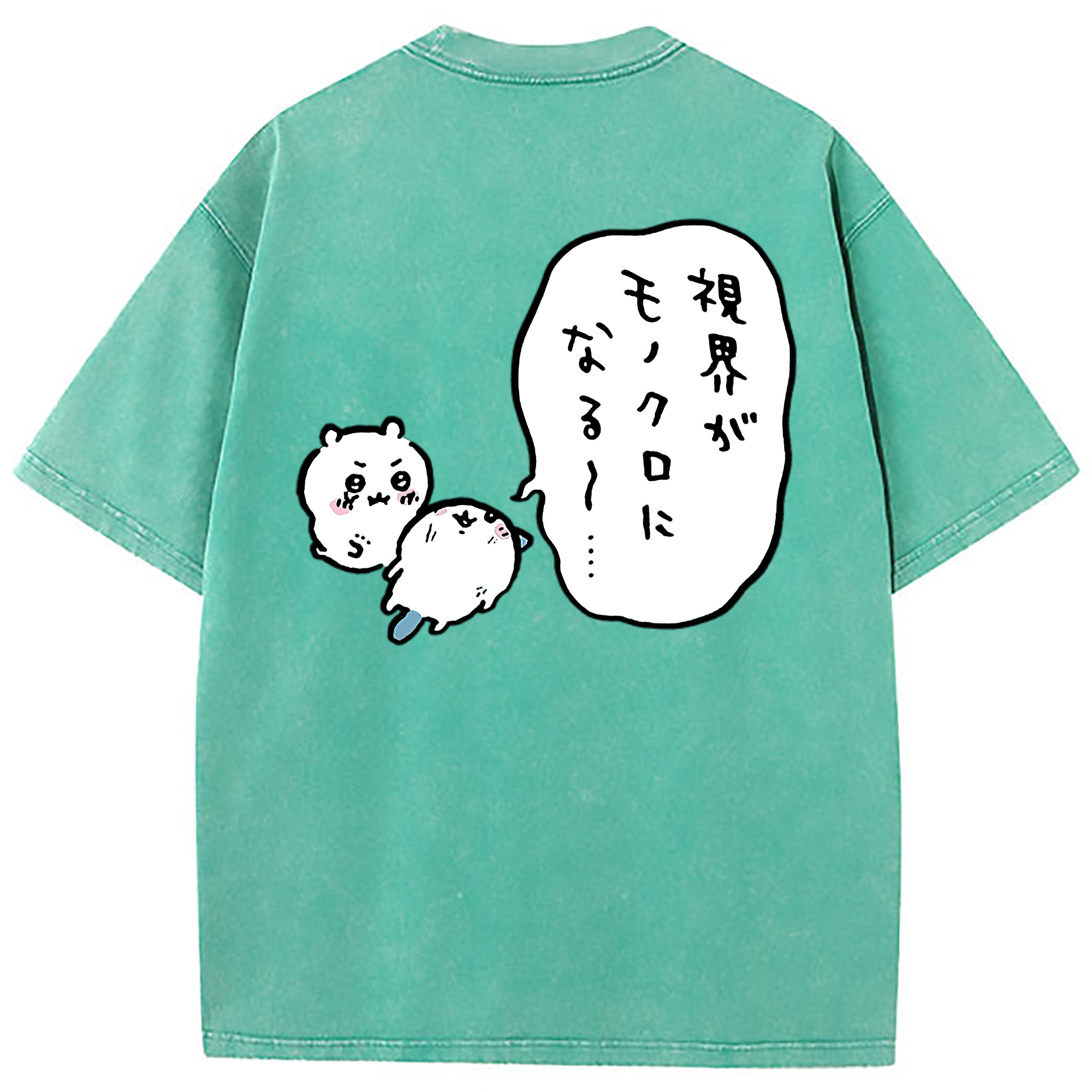 （画像用） ちいかわ ちいかわ Chii-kawa chiikawa 綿100% ヴィンテージ風 半袖Tシャツ（背面プリント）